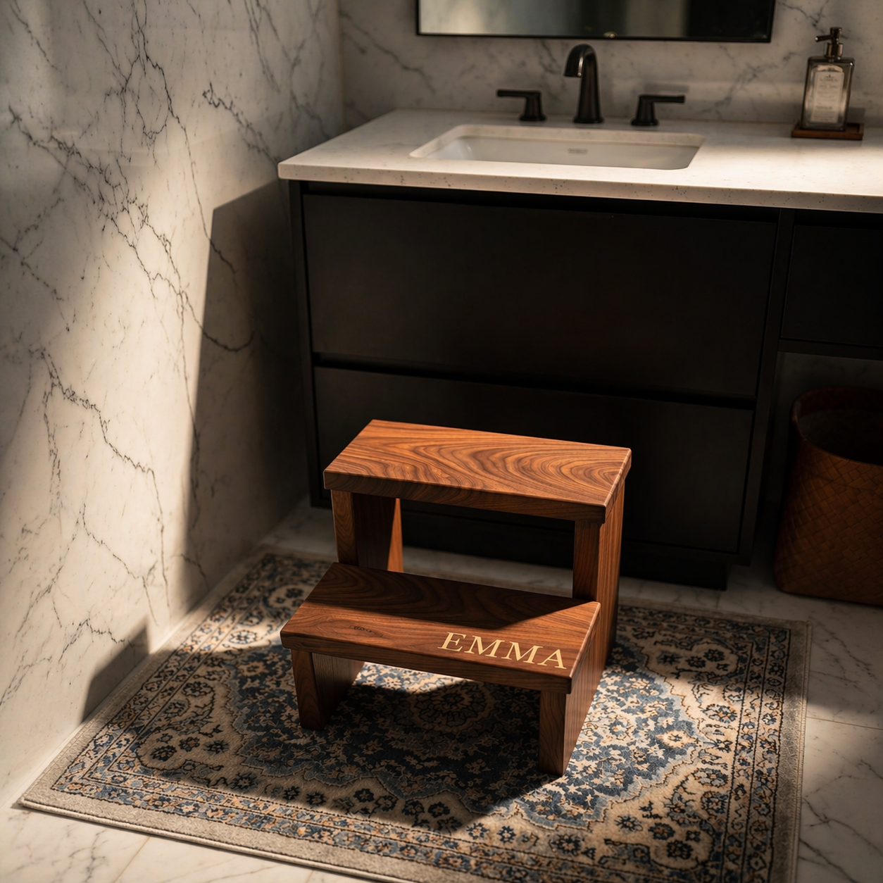 Premiere Step Stool - Walnut Double Step (Personalized)