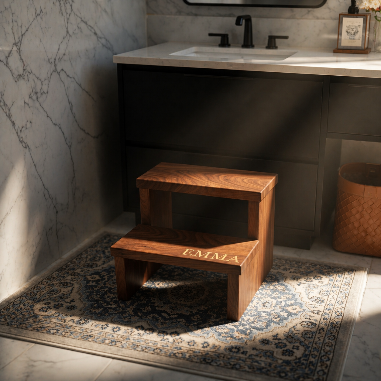 Premiere Step Stool - Walnut Double Step (Personalized)