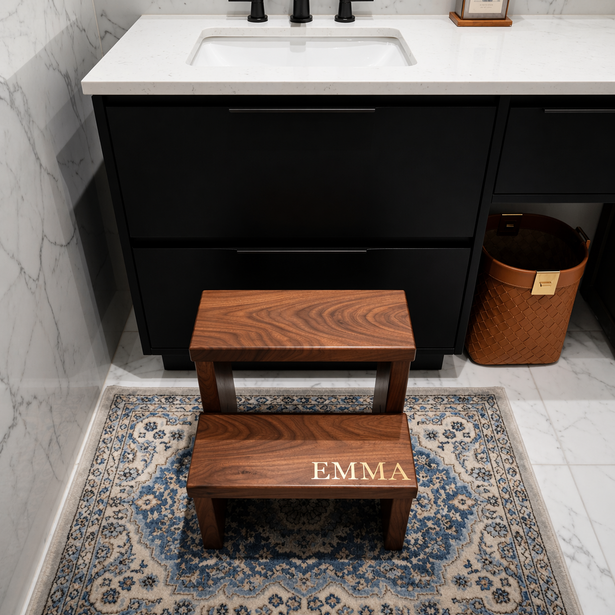 Premiere Step Stool - Walnut Double Step (Personalized)