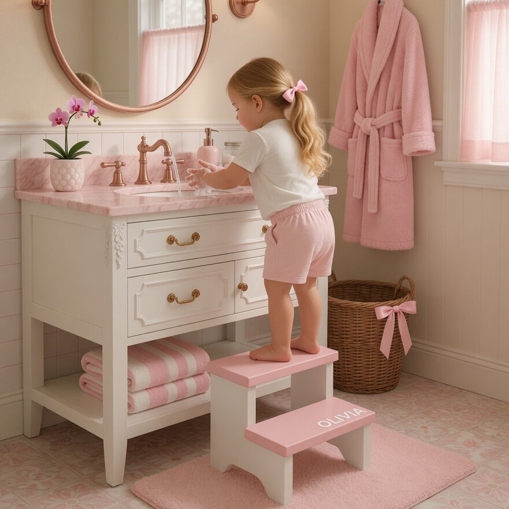 Custom Kids Bathroom Step Stool 2-step